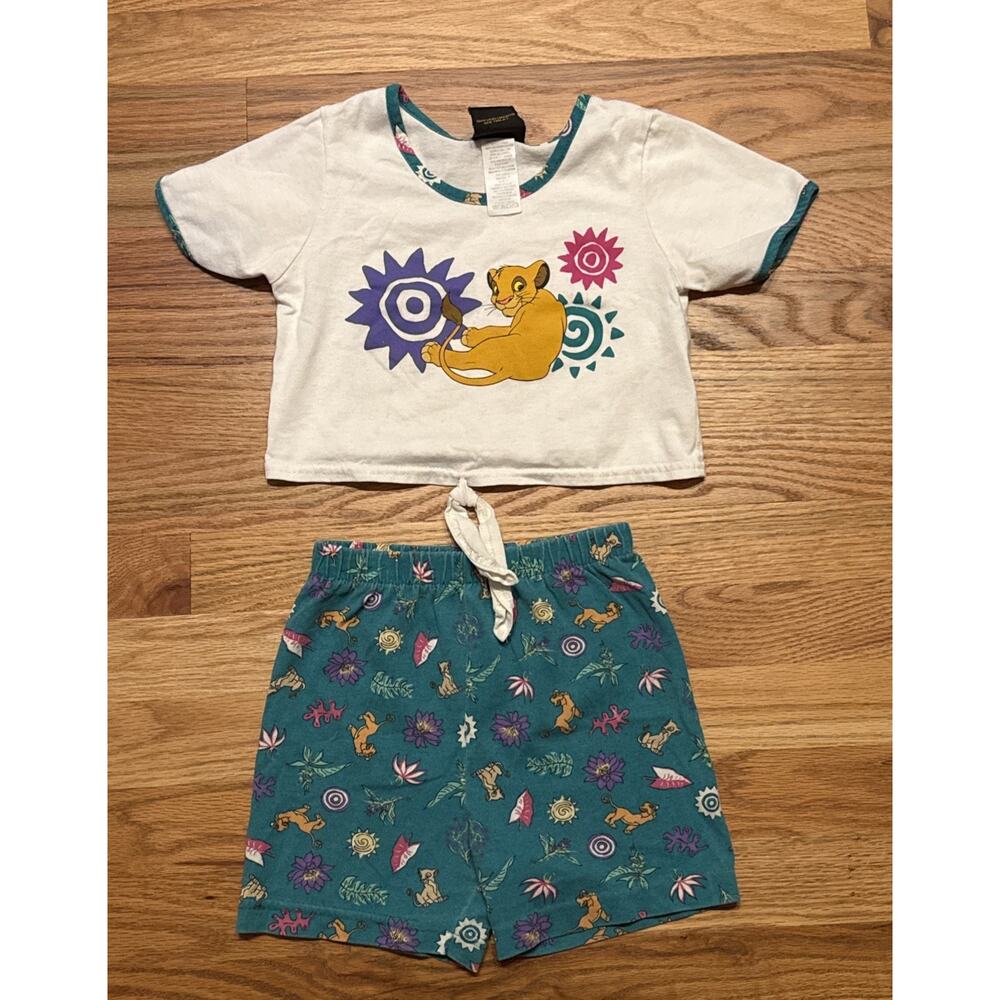 VTG The Lion King Girls Outfit Set 90s Disney Teal Simba Nala Retro Size 6/7